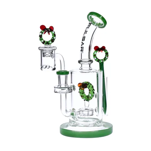 8.25" Pulsar Holidaze Series Glass Dab Rig Set (Wrap)