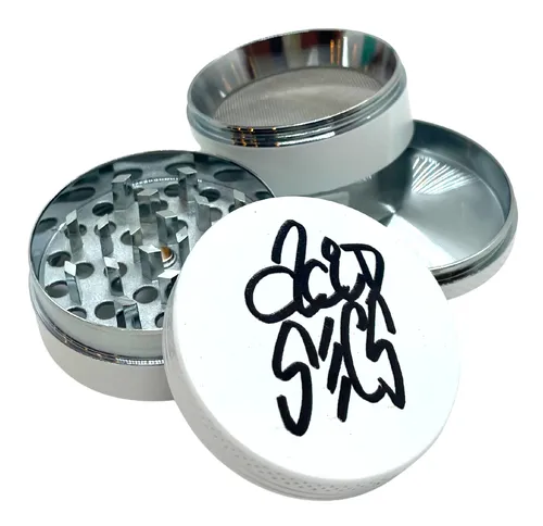 Acid Secs 4 Parts Glow-in-the-Dark Metal Herb Grinder - Acid Secs 4 Parts Glow-in-the-Dark Metal Herb Grinder - White