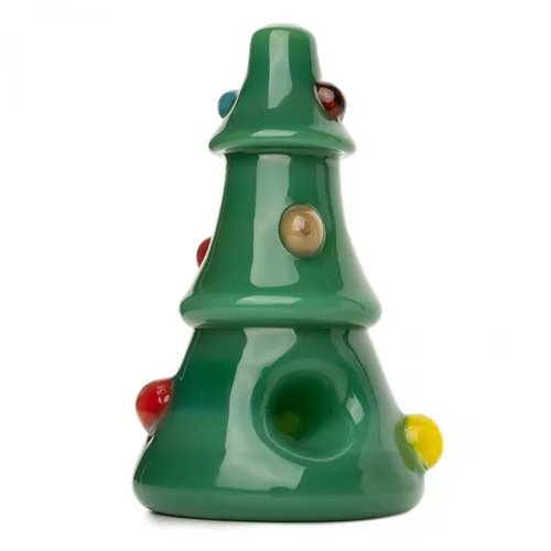 Red Eye Glass 5" Christmas Tree Hand Pipe