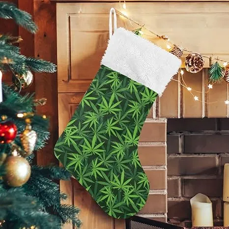 Christmas Marijuana Leaf Stocking Ornament