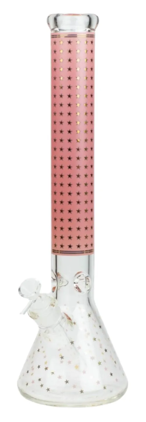 17.5" Star 7mm Glass Water Bong | Pink