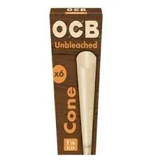 OCB - Virgin Unbleached Cones - 1 1/4" 6 pack