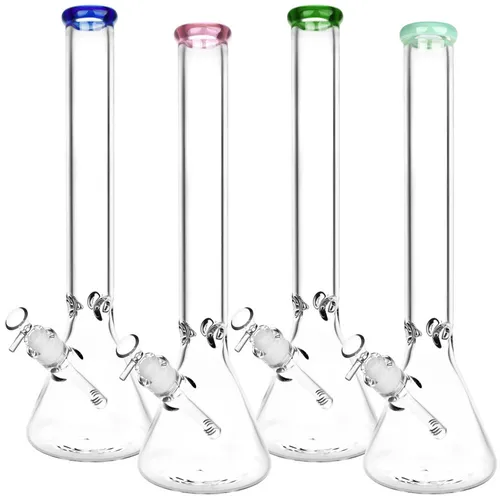 Classic Glass Beaker Tall Water Pipe - 7mm Thick - 14mm F - Colors Vary