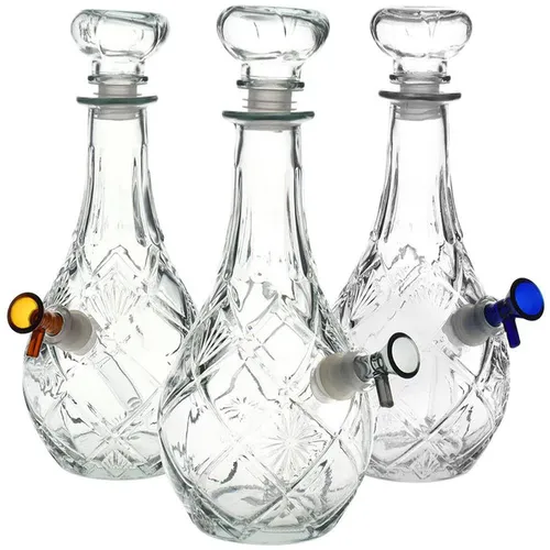 9" Vintage Decanter Style Glass Water Pipe w/Cap - 14mm F