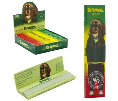 G-Rollz Pets Rock 'Reggae' Green Organic Hemp KS Slim Rolling Papers