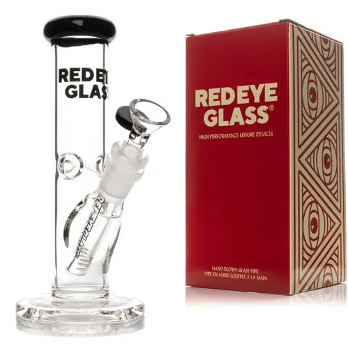 Red Eye Glass 8" Straight Base Bong - Black