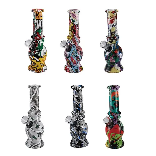 6" Glass Mini Bong Multi Colored