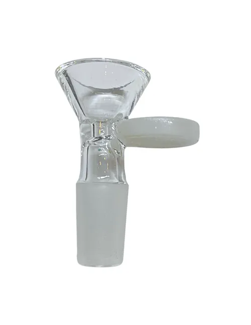 Glass Flat Handle Male Bowl | White