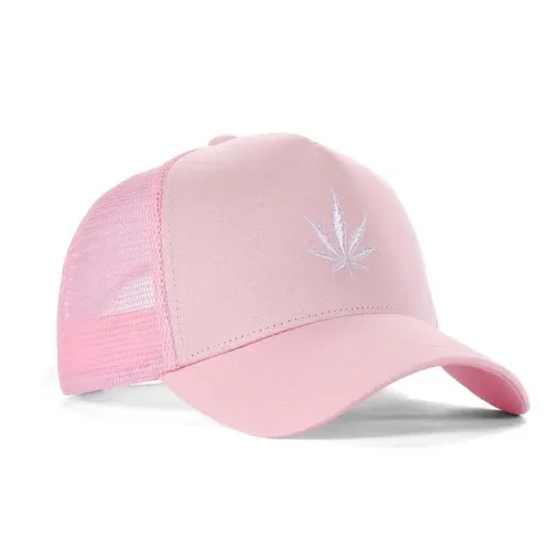 O High Crown 5 Panel Mesh Trucker Cap - Pink OR Beige O High Crown 5 Panel Mesh Trucker Cap - Pink OR Beige