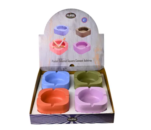 Square Pastel Coloured Cement Ashtray