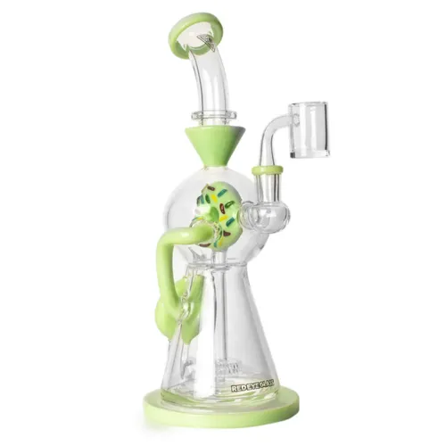 Red Eye Glass 12" Donut Concentrate Recycler - Green Slyme