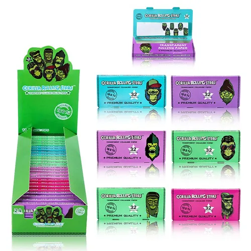 Gorilla Rolling Stars w/tips Cellulose Rolling Papers