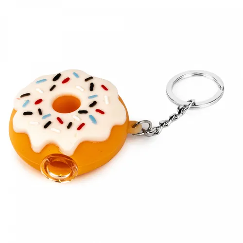 LIT Silicone 2.25" Donut Hand Pipe & Keychain - White
