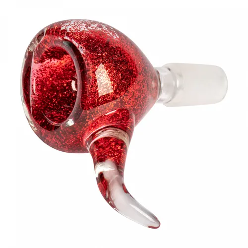 Red Eye Glass 14mm Sparkle Liquid Bowl Piece - Red
