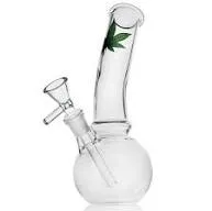 Lux Classic Rounded Bong With Leaf Graphic - 8" Bong