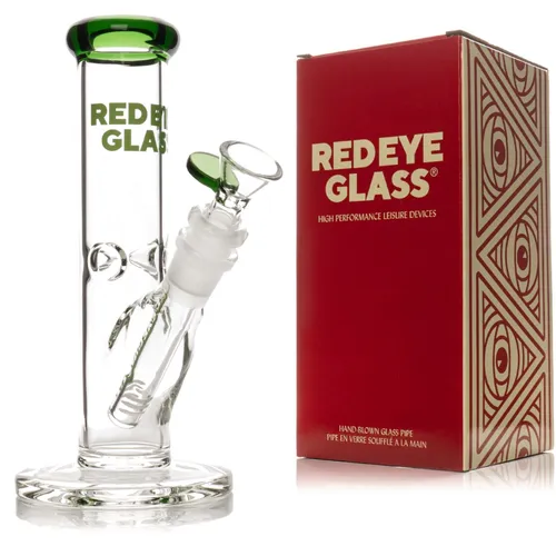 Red Eye Glass 8" Straight Base Bong - Green
