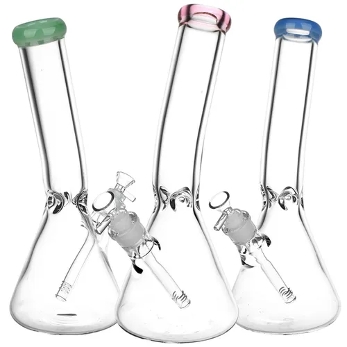 13.75" Classic Bent Neck Beaker Glass Water Pipe Colors Vary