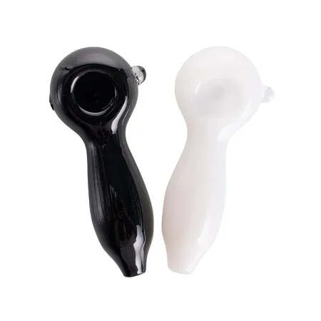 4.7" Spoon Glass Hand Pipe White or Black