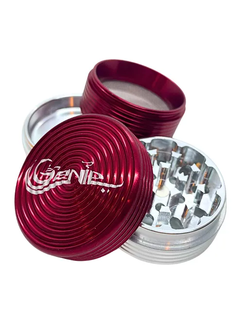 Genie Two Tone Aluminum 4 Parts Grinder - Genie Two Tone Aluminum 4 Parts Grinder | Red