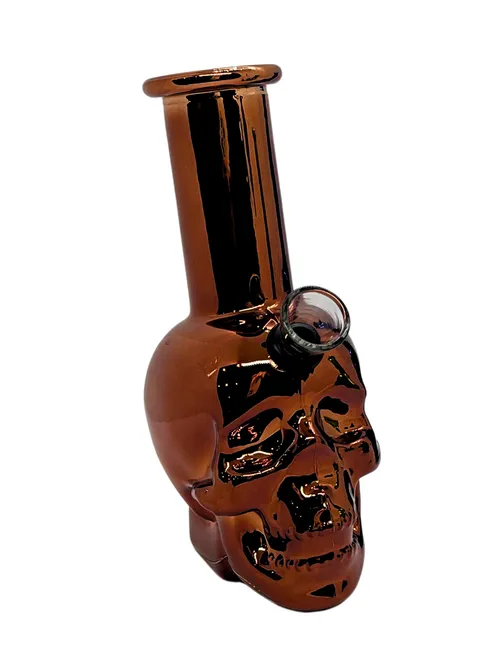 6" Chrome Reaper Skull Edition Mini Glass Bong - 6" Chrome Reaper Skull Edition Mini Glass Bong | Amber
