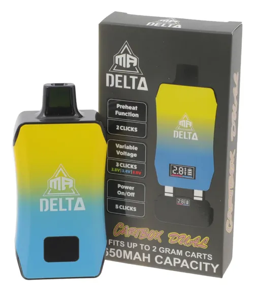 Mr. Delta 510 Vape Battery - Cartbox Dual | Blue & Yellow