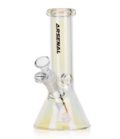Arsenal Glass - 8" Arsenal Iridescent Spectrum Beaker Bong - Golden Glow