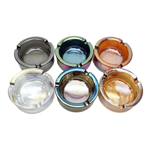 Ashtray Glass Round Electroplate Ashtray Glass Round Electroplate