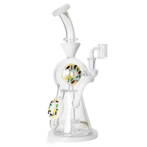 Red Eye Glass 12" Donut Concentrate Recycler - White