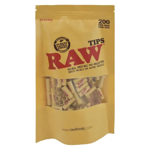 RAW - Natural Unrefined Pre-Rolled Tips - 200 Pack