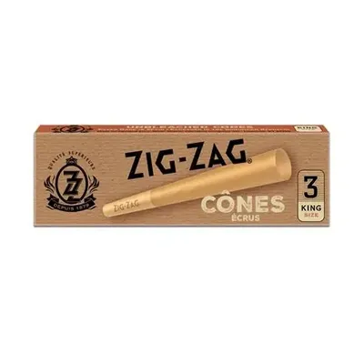 Zig Zag Unbleached -King Size Pre-rolled cones- 3 Pack
