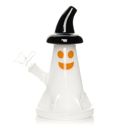 Red Eye Glass 7.5" Ghost Bubbler - White
