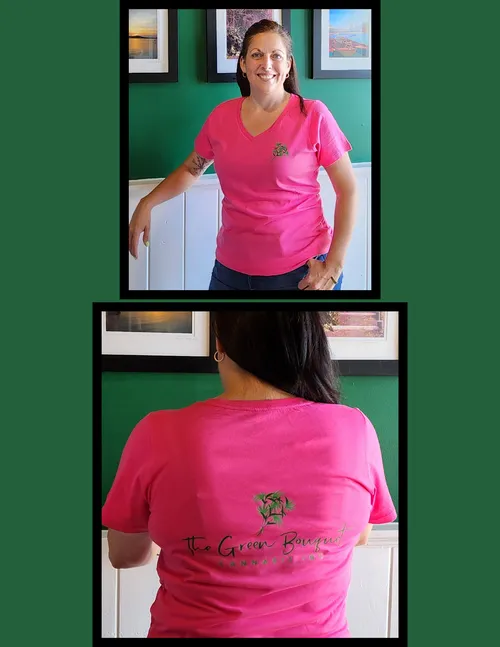 Green Bouquet Womens T-shirt Pink or Purple
