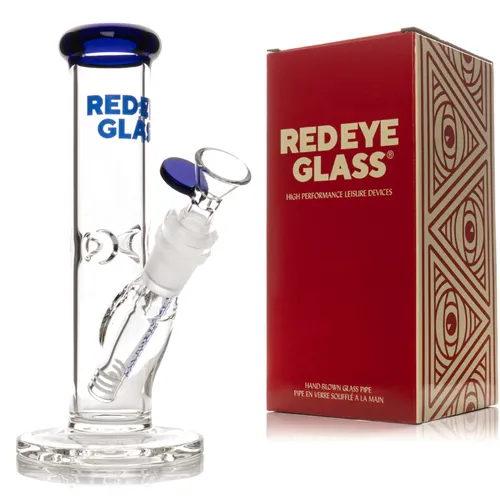 Red Eye Glass 8" Straight Base Bong - Blue