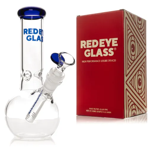 Red Eye Glass 8" Bubble Base Bong - Blue