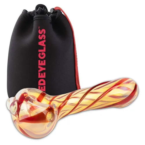 Red Eye Glass 3.25" Nugget Hand Pipe - Red