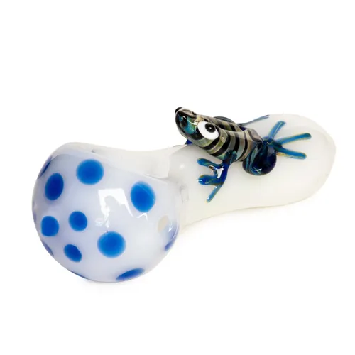 Red Eye Glass 4" Frogger Hand Pipe - White