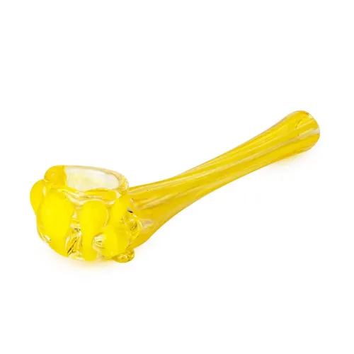 Red Eye Glass 4" Straight Claw Hash Pipe - Yellow
