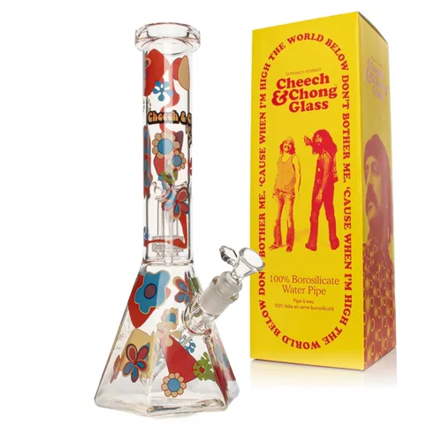 Cheech & Chong 15" Power to the Flower Hex Beaker - Clear