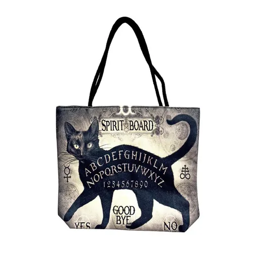 Black Cat Spirit Board Techno Jute Tote Bag