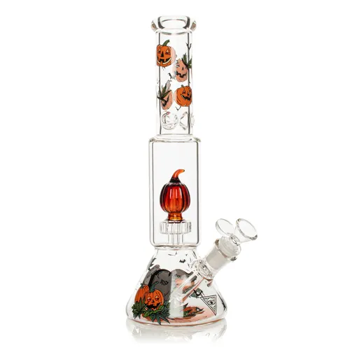 Red Eye Glass 12" Dual Chamber Jack-O-Lantern Beaker Base