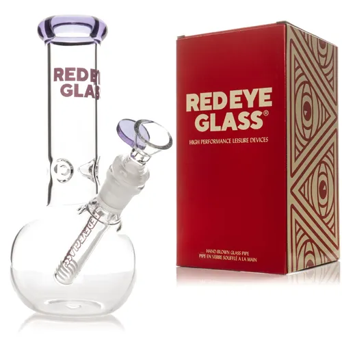 Red Eye Glass 8" Bubble Base Bong - Purple