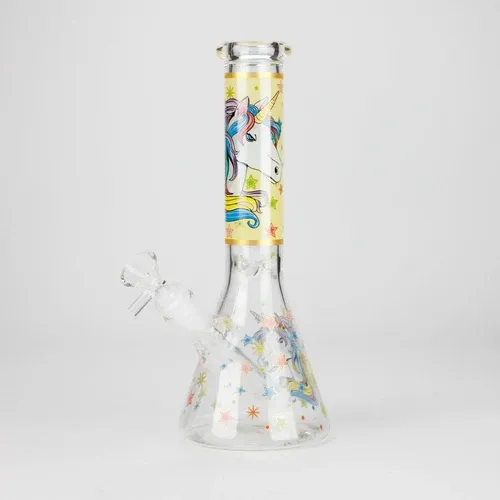 10" Unicorn Design Glass Beaker Bong
