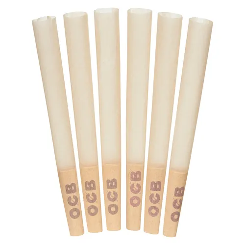OCB Virgin Unbleached Cones 1 1/4 6 Pack Rolling Papers, Cones and Filters