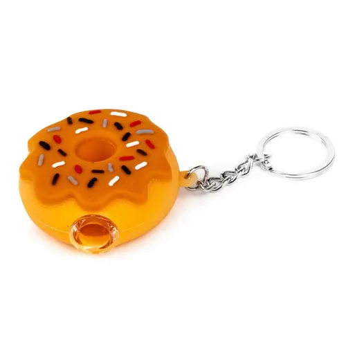 LIT Silicone 2.25" Donut Hand Pipe & Keychain - Orange