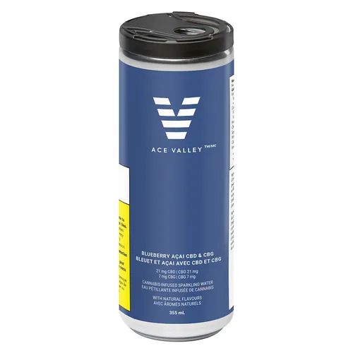 Ace Valley - Blueberry Acaí CBD & CBG Sparkling Water - 355ML Ace Valley - Blueberry Acaí CBD & CBG Sparkling Water - 355ML