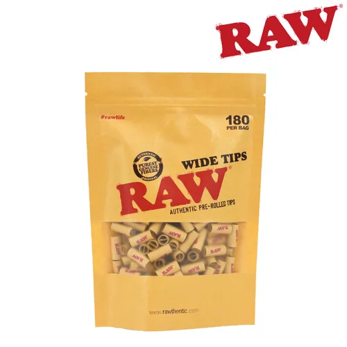 Raw Wide Tips Pre-rolled Unbleached 180 pack bag