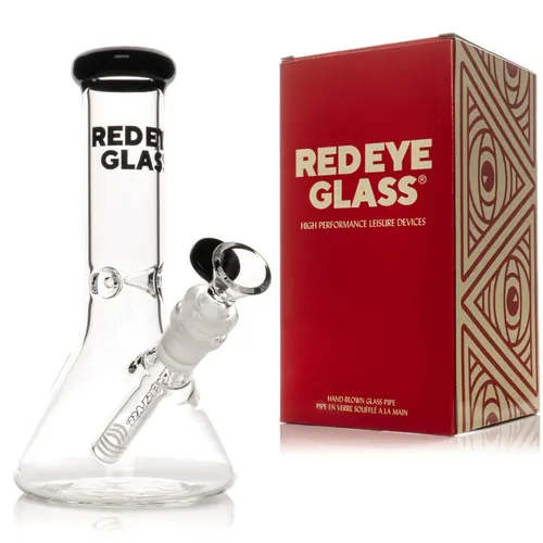 Red Eye Glass 8" Beaker Base Bong - Black