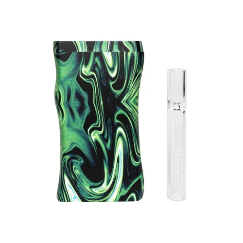 Red Eye Glass Green Swirl Dugout
