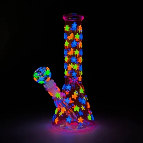 3D Moon Star Design Glass Beaker Bong - Glow in the Dark